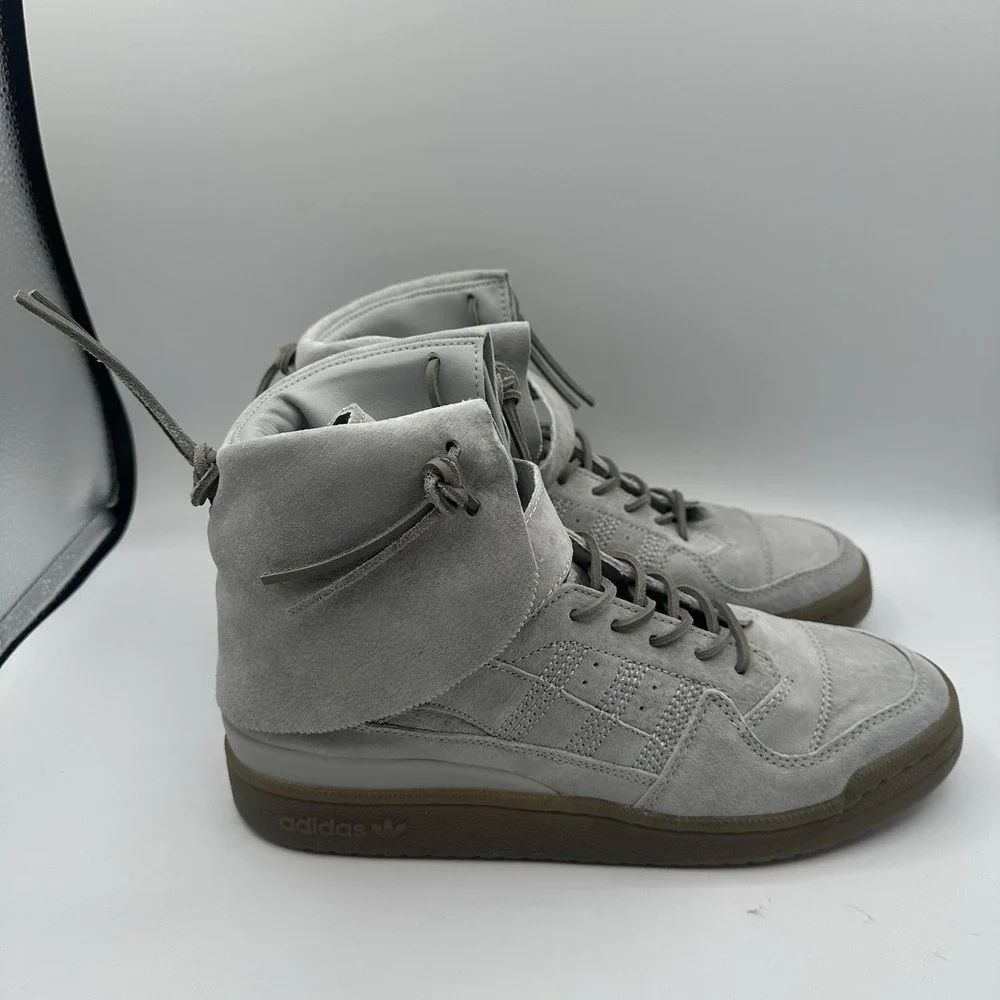 Adidas Forum Hi Moc Shoes Mens Sz 12 Stone Grey Clay Suede Sneakers‎ B27682